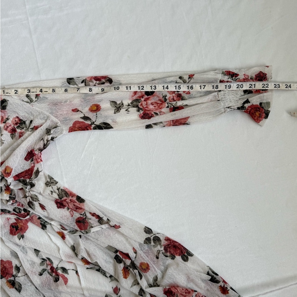Siren Lily White and Pink Floral Long Sleeve Sheer Coverup - Picture 6 of 6